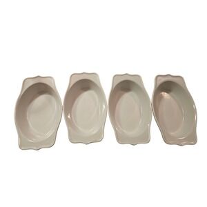 Hall China 2771 White Individual‎ Au Gratin Baking Dishes Set of 4 Vintage USA